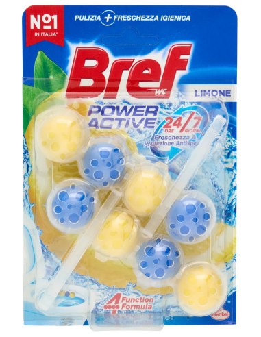 Bref Wc Power Activ - 2 Tavolette Wc Deodoranti 4 Funzioni Da 50g - Limone